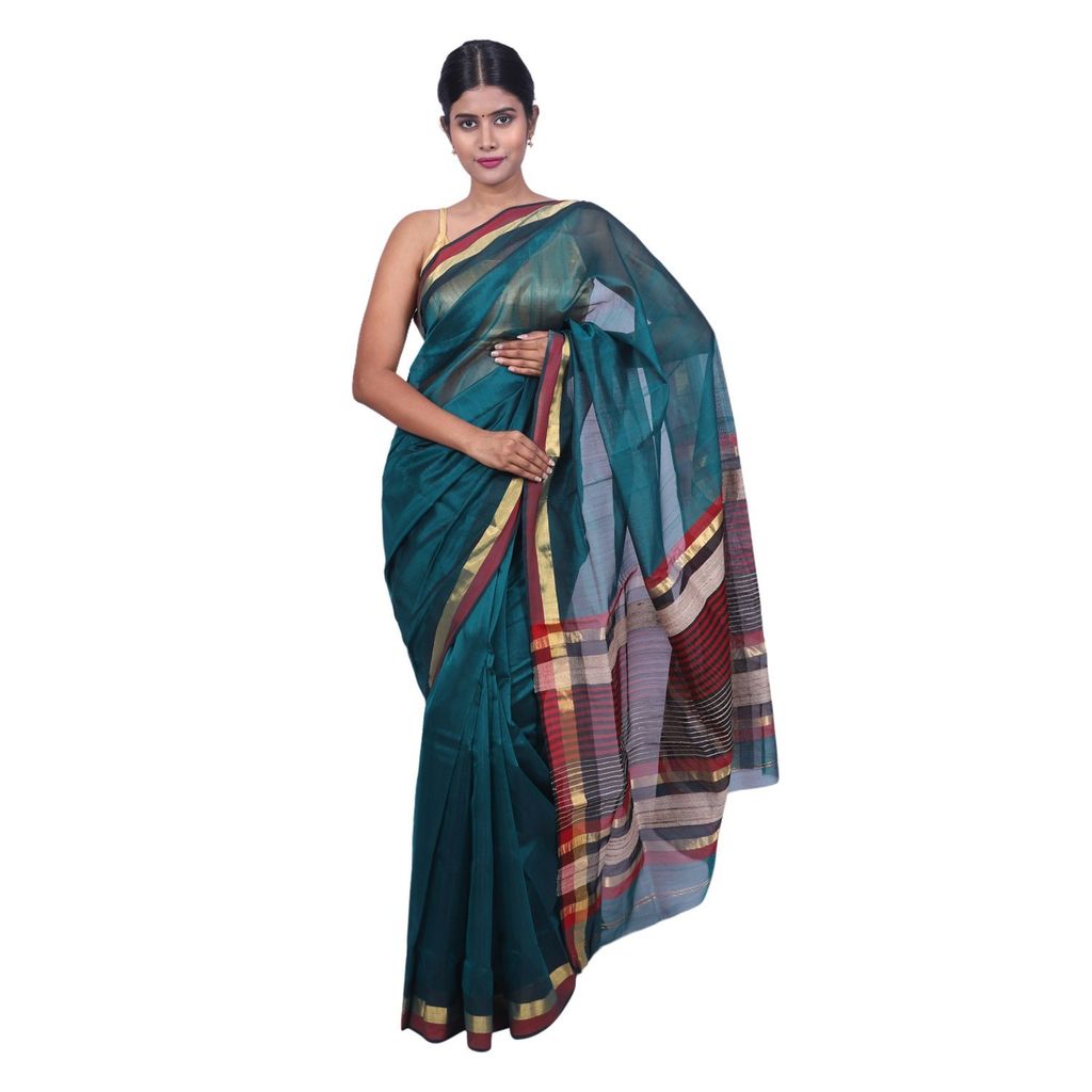 HANDLOOM MAHESHWARI TRADITIONAL SAREE WITH BLOUSE (SKU - 3G0207010422 SAREE- 137) - Sarees | Buy online on ZillyBuy