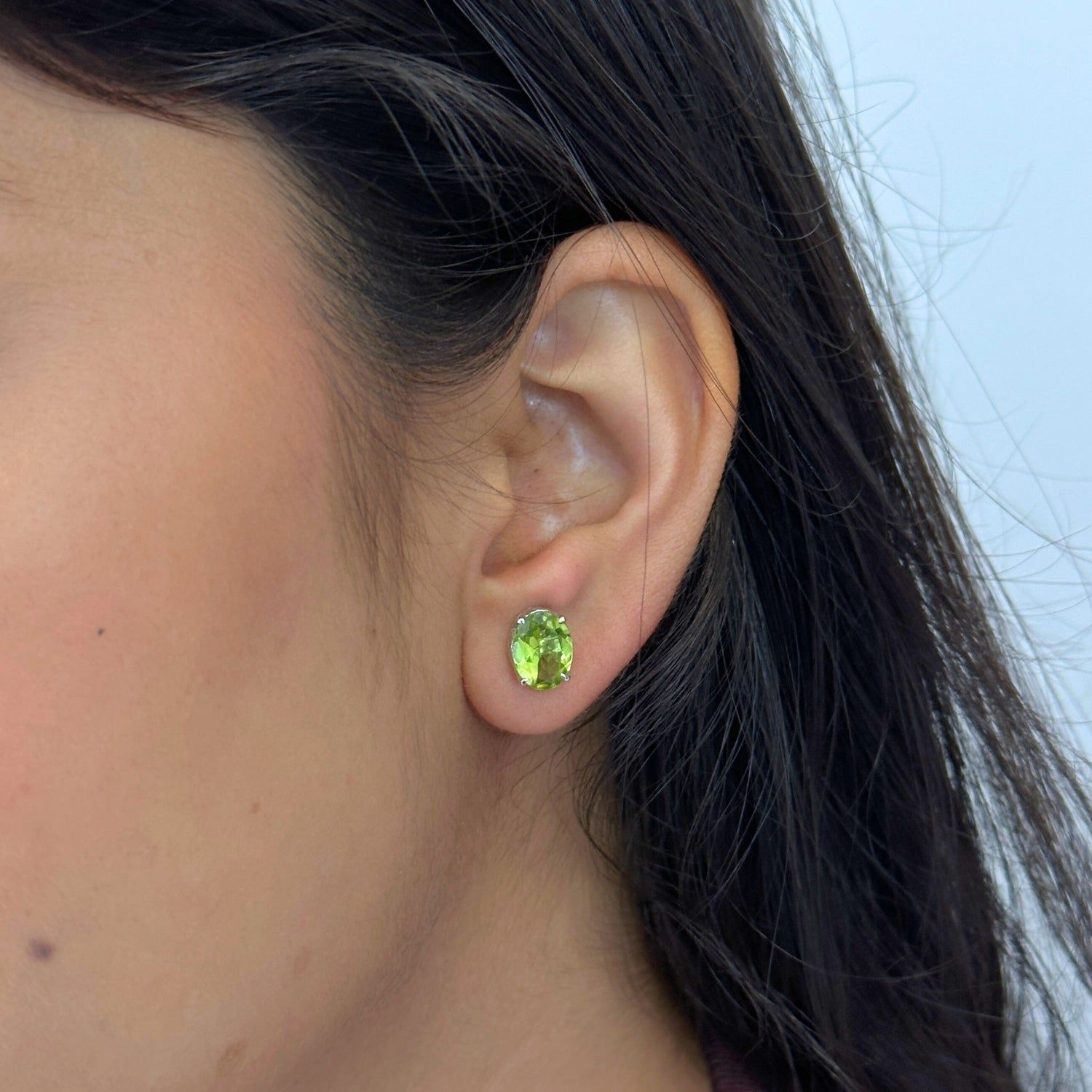 Rosella Gemstone Silver 925 Studs-Peridot