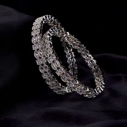 Celestia Gleam Rhodium Plated Bangles-White / Rhodium Plated / 2.6
