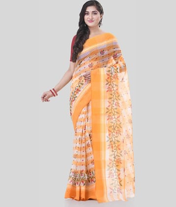 Desh Bidesh Cotton Printed Saree Without Blouse Piece ( Yellow )