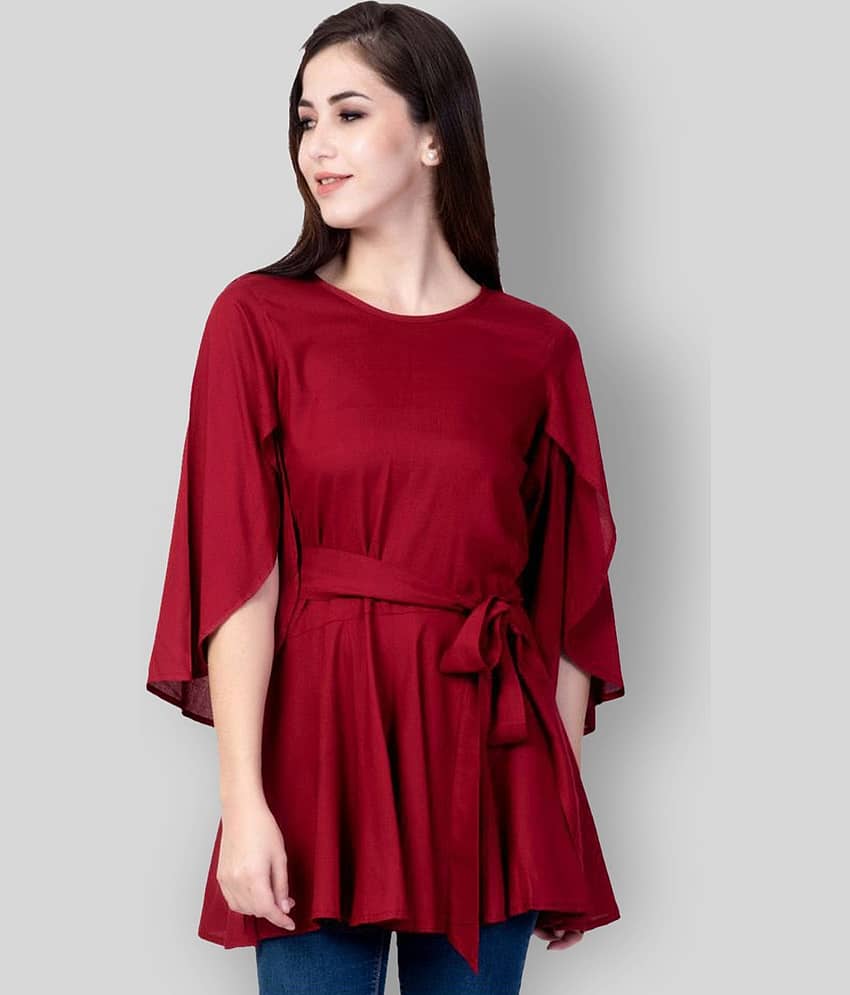 GOD BLESS Women's Rayon Regular Top ( Maroon )