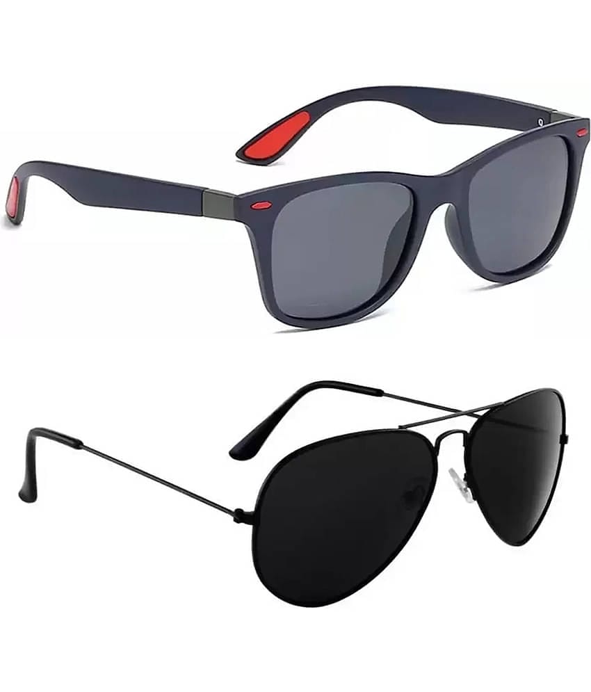 Elligator Multicolor Rectangular Sunglasses ( Pack of 2 )