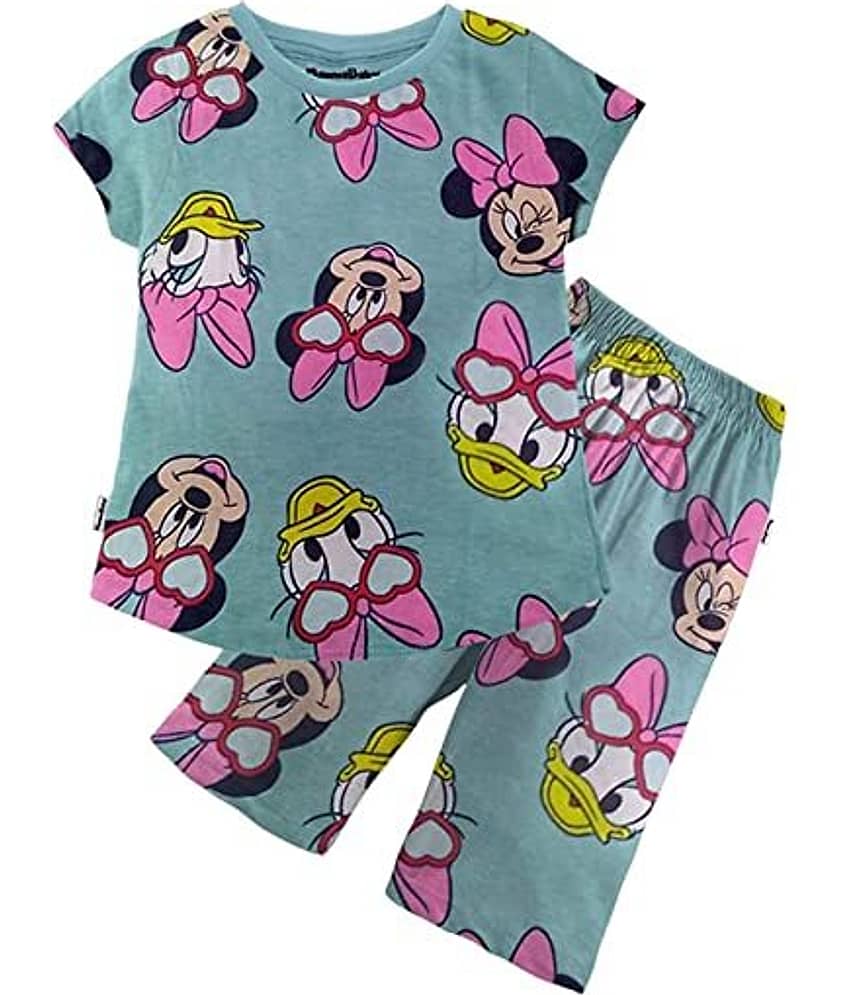 NammaBaby Pack of 1 Girls Cotton Capris ( Blue )