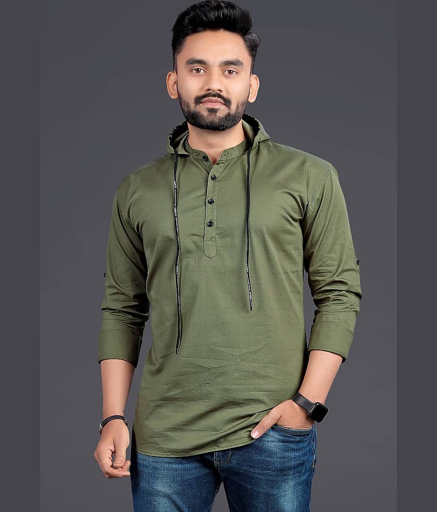 Nofilter 100% Cotton Regular Fit Dyed Full Sleeves Men's Casual Shirt - Green ( Pack of 1 )
