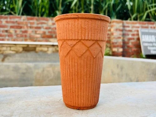 Traditional Terracotta Lassi Glass (Red, 350 ml) | Authentic Earthenware Serving Drinkware | Restaurant & Daily Use-(Pack of 50)