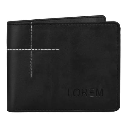 LOREM Edition Bi-Fold Faux Leather 3 ATM Card Slots Wallet for Men-UF