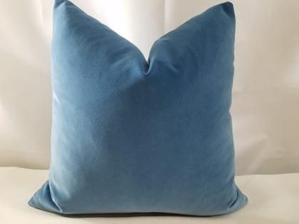 Solid Blue Velvet Cushion Cover-12 x 12 inches / Plain Cotton Backing