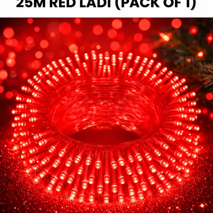 SPARKWORLD Red 74 LEDs Rice Lights | 25 Meter Steady Glow Decorative String Light Pack of 1
