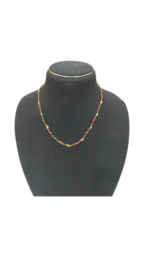 Gold Plated Carnelian Stone Chain Necklace