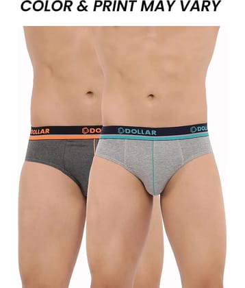 Dollar Bigboss Men's Pack of 2 Combed Cotton Solid Brief With Illuminating Waistband Logo (Colour May Vary)