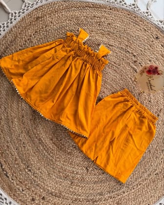 Hotest Premium Rayon Fabric Kids Cord Set-Yellow / 0-6 Month