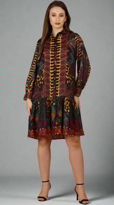 Midnight Bloom Shirt Dress-S / Black / Black