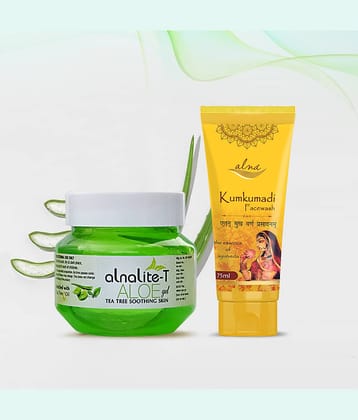 Alna Alnalite-T Aloe Gel 100gm with Kumkumadi Face Wash 75ml , Pack of 2
