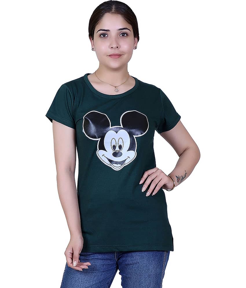 Ogarti Women Cotton Blend Printed Regular Fit Round Neck T-Shirt ( Navy )