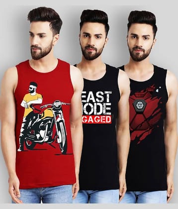 Leotude Pack of 3 Cotton Blend Regular Fit Men's T-Shirt ( Red )