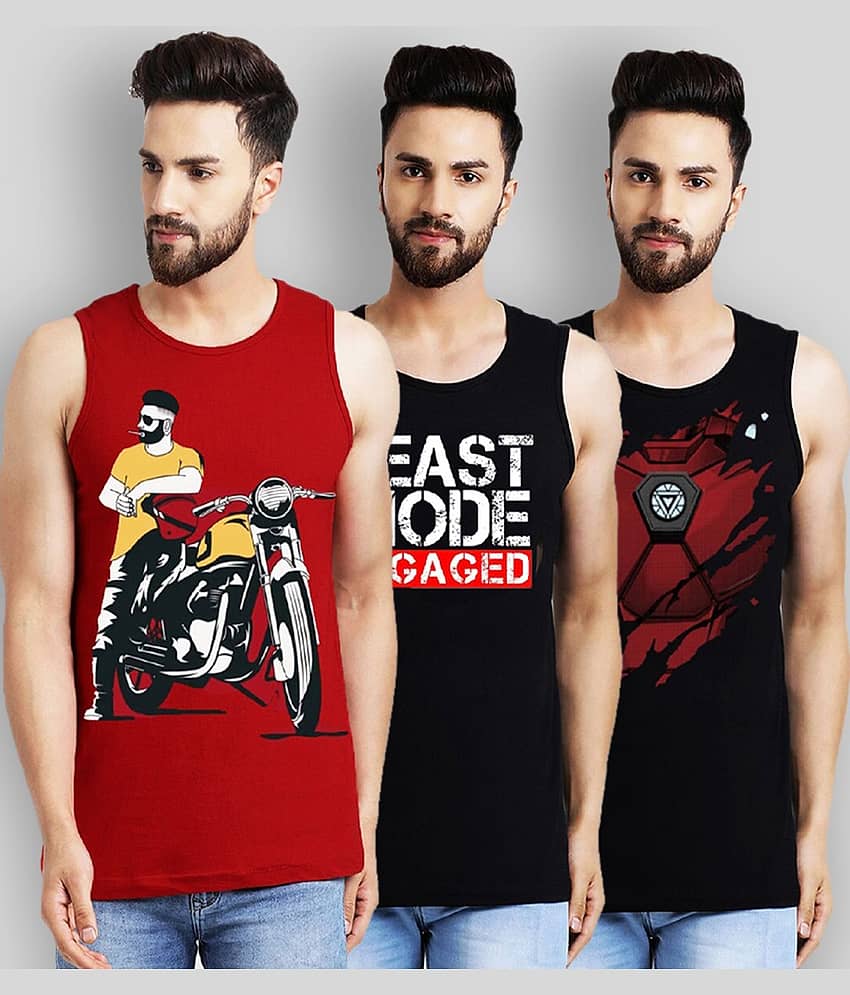 Leotude Pack of 3 Cotton Blend Regular Fit Men's T-Shirt ( Red )
