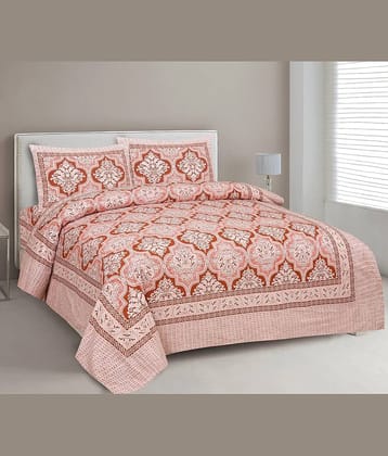 CLOTHORO Cotton 1 Double King Bedsheet with 2 Pillow Covers ( Pink )