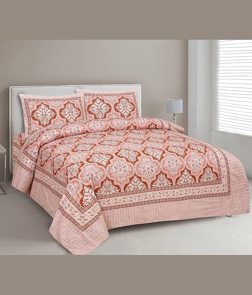 CLOTHORO Cotton 1 Double King Bedsheet with 2 Pillow Covers ( Pink )