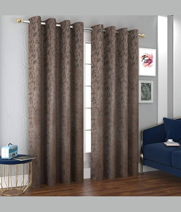 Kraftiq Homes Abstract Blackout Eyelet Curtain 5 ft ( Pack of 2 ) - Brown
