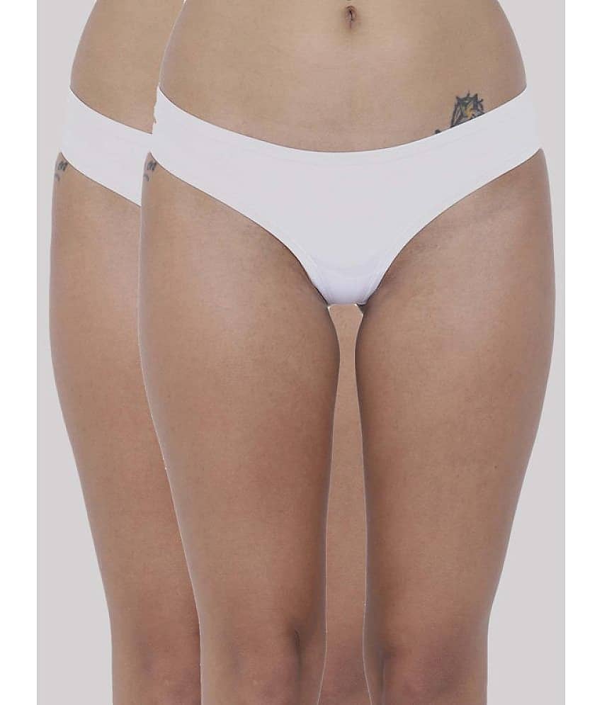 BASIICS By La Intimo Pack of 2 Polyester Solid Women's Bikini ( White ) BCPSS020B
