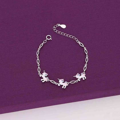 Sterling Silver Children's Unicorn Bracelet-None / Silver