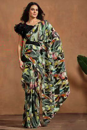 Multicolor Perma Pleated Readymade Saree