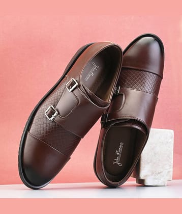 John Karsun Brown Men's Monk Strap Formal Shoes