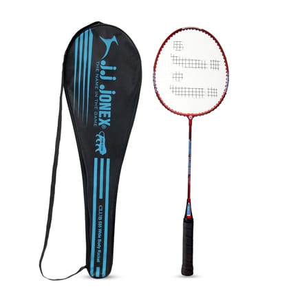 JJ Jonex Club 555 Badminton Racket |Alloy Frame Badminton Racquet with Full Cover | Stiff Steel Shaft | PLC Grip | Balanced for Beginners & Intermediates (Made in India)