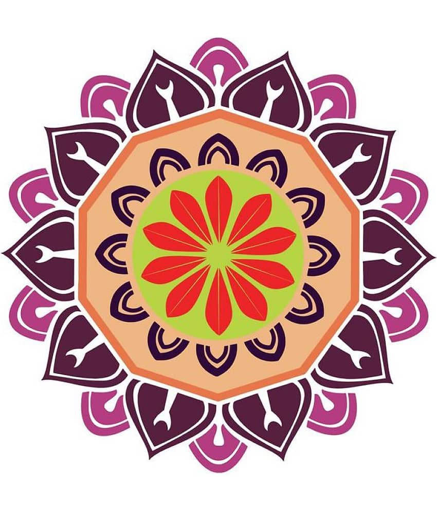 Decor Villa Rangoli Vinyl Multicolour Wall Sticker - Pack of 1