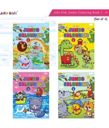 Jolly Kids Jumbo Colouring Books For Kids Set of 4|130 Fun Learnig Images Per Colour Book| Ages 3 - 7 Year