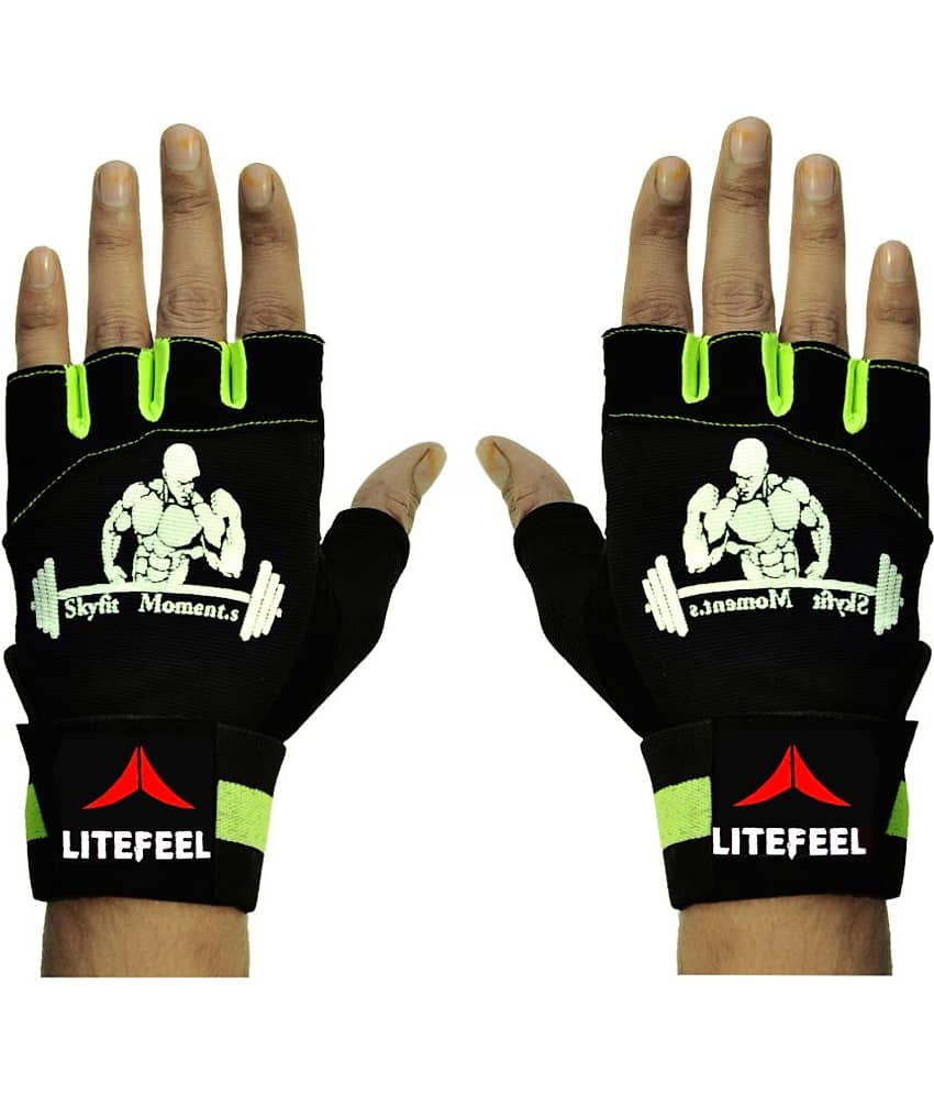 LITEFEEL Super Wrist Support Unisex Polyester Gym Gloves For Advanced Fitness Training and Workout With Half-Finger Length
