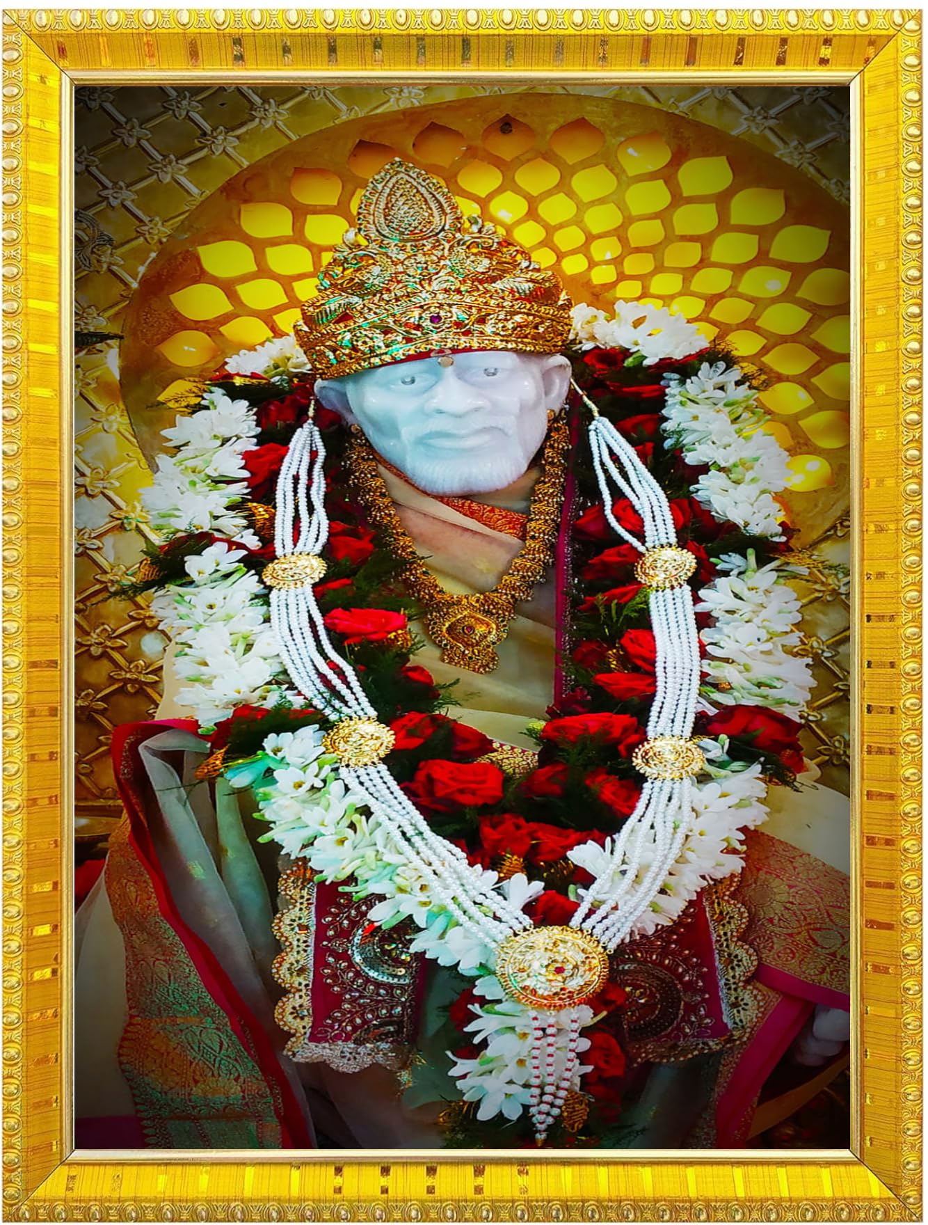 NOKKES Sai Baba Shirdi sai baba photo frame Golden 5X7 Inch Photo Frame_AQW14