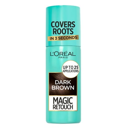 L'Oreal Paris Instant Root Concealer Spray, Ideal for Touching Up Grey Root Regrowth, Magic Retouch, 2 Dark Brown, 75ml L'Oreal Paris Instant Root Concealer Spray, Ideal for Touching Up Grey Root Regrowth, Magic Retouch, 2 Dark Brown, 75ml - 2 Dark Brown