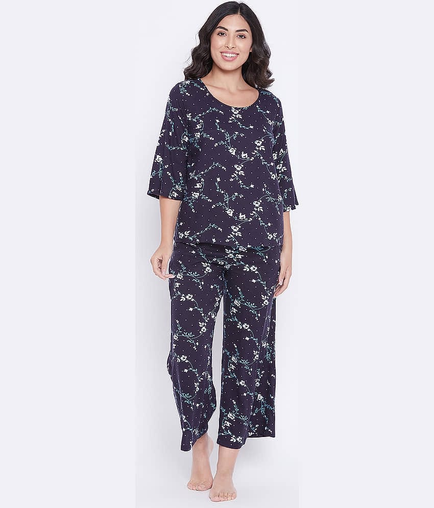 Clovia Rayon Nightsuit Sets - Navy