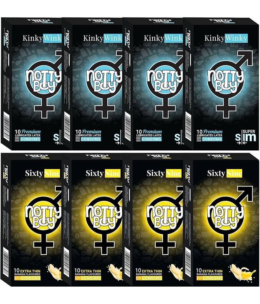 NottyBoy Banana Flavoured and Ultra Thin Condoms For Men - 80 Units