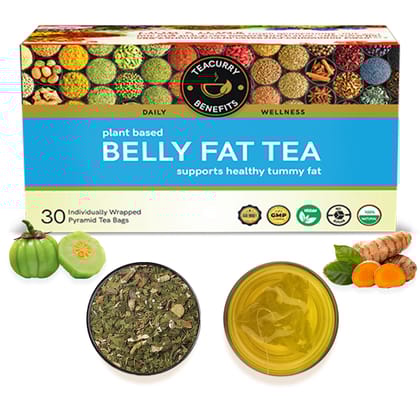 TEACURRY Belly Fat Tea (1 Month Pack | 30 Tea Bags) - Tummy Fat Reducing Tea for Men and Women TEACURRY Belly Fat Tea (1 Month Pack | 30 Tea Bags) - Tummy Fat Reducing Tea for Men and Women