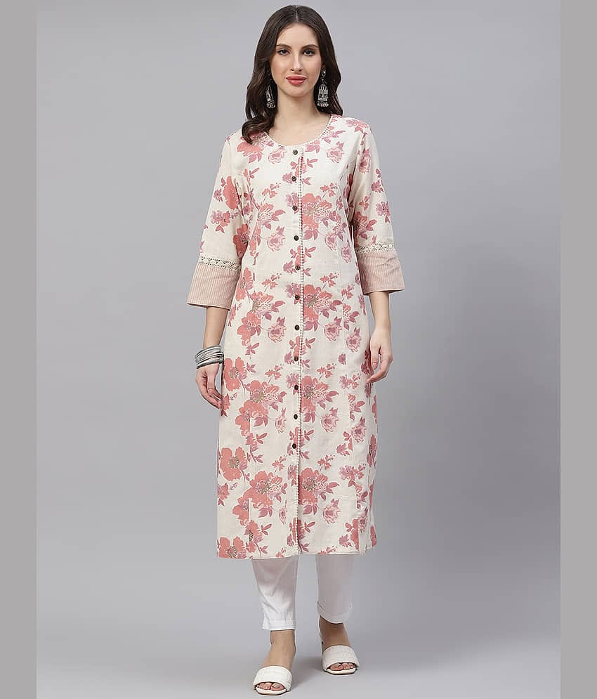 Divena - Cream Cotton Women's A-Line Kurti ( Pack of 1 )