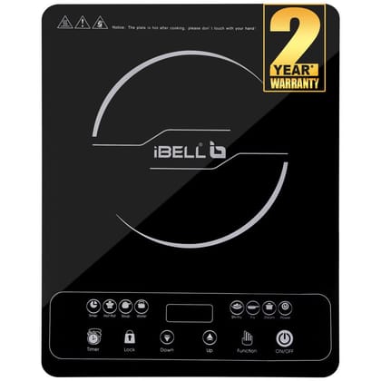 iBELL 20YO Induction Cooktop 2000 W Double/Single Coil Electric Stove with Full Touch Control, Auto Shut-Off & Overheat Protection, Crystal Glass Surface, 1+1 Year Warranty iBELL 20YO Induction Cooktop 2000 W Double/Single Coil Electric Stove with Full T