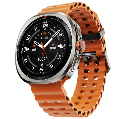 Fire-Boltt Axiom Round Smart Watch 1.43″ Super AMOLED Display with Always‑On Mode, Bluetooth Calling, Rotating Crown, SPO₂ & Heart Rate Monitor, IP67 Waterproof Silicone Smartwatch for Men - Orange Fire-Boltt Axiom Round Smart Watch 1.43″ Super AMOLED Di