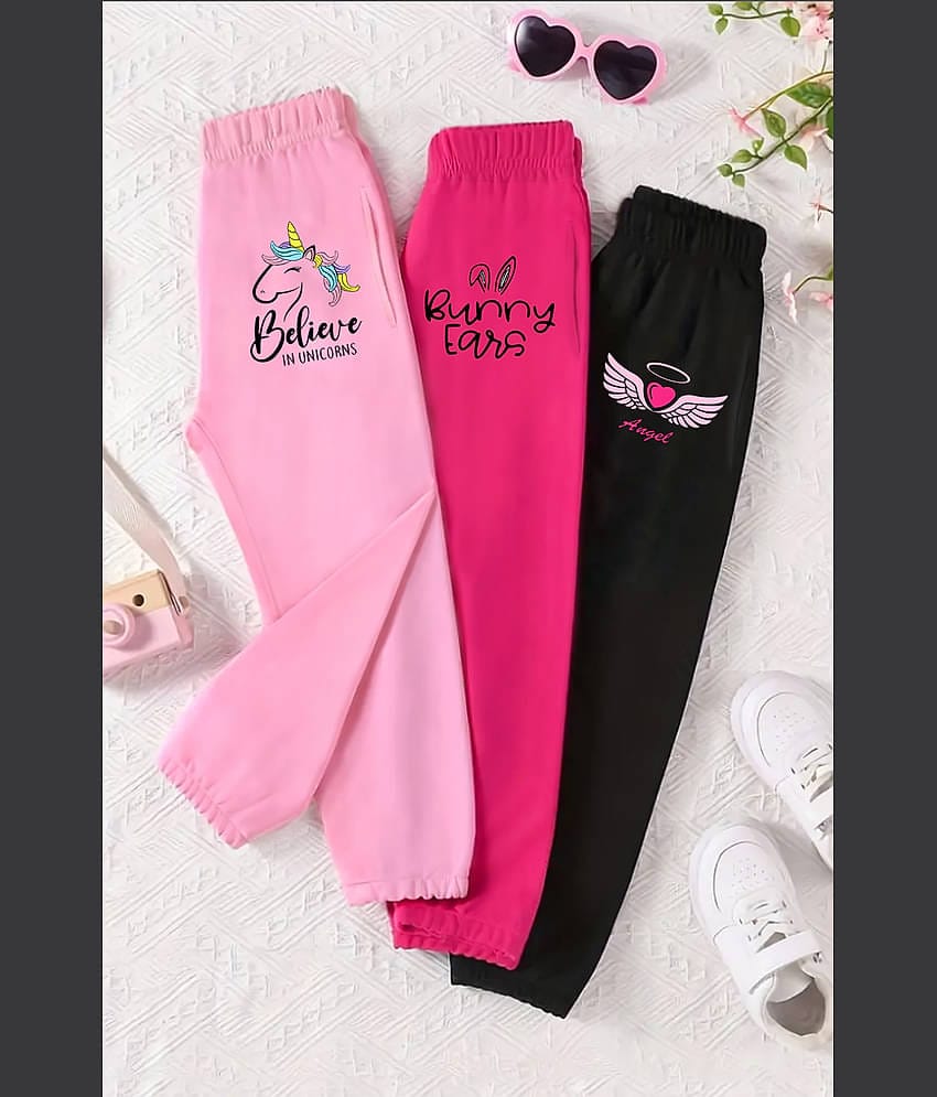 Trampoline Pack of 3 Girls Cotton Blend Joggers ( Colors )