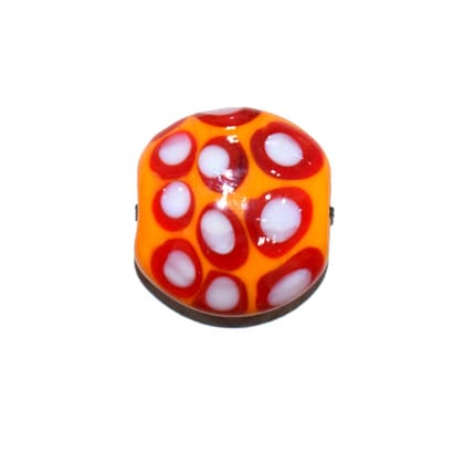 Handmade Fancy Lampwork Glass Beads For Jewelry Making Necklace , Earring and Bracelet (Flat Round) SFL-843-Per Packet 25 Pcs / 22X12 MM