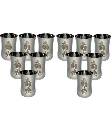 A & H ENTERPRISES - Daily Use Water Steel Glasses Set 300 ml ( Pack of 12 )
