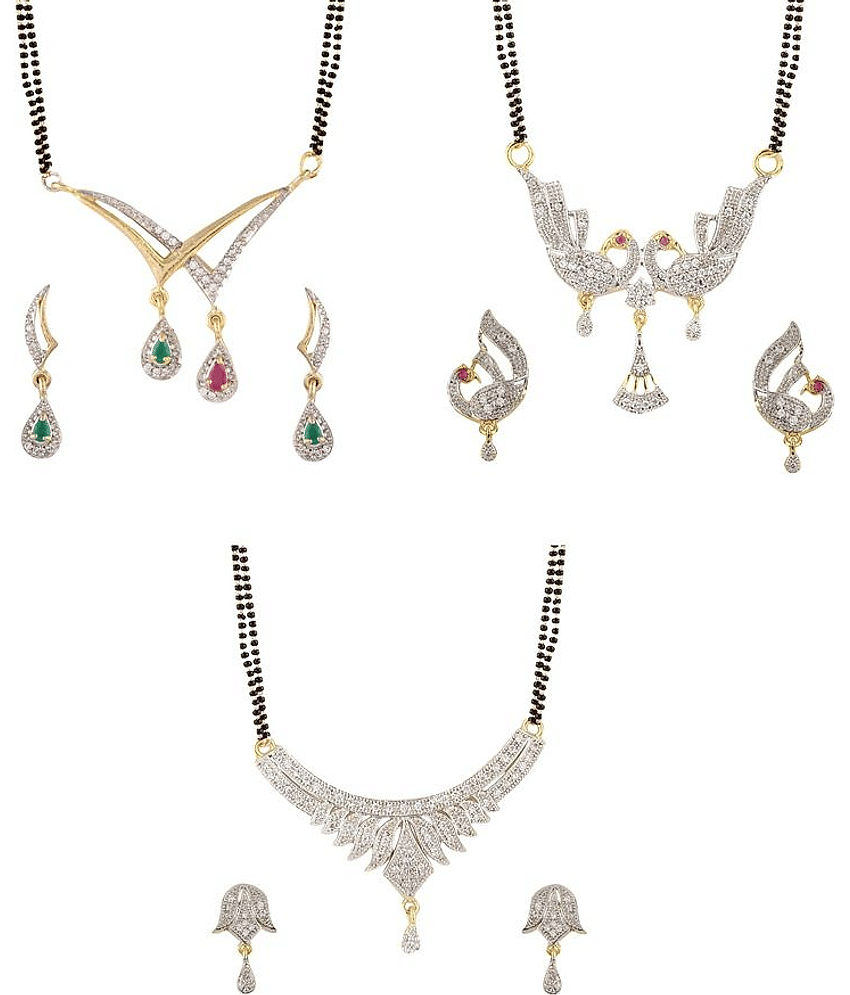 Sunhari Jewels - Multi Color Mangalsutra Set ( Pack of 3 )