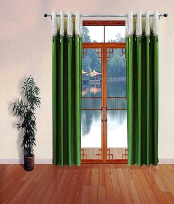 Homefab India Plain Semi-Transparent Eyelet Door Curtain 7ft (Pack of 2) - Green