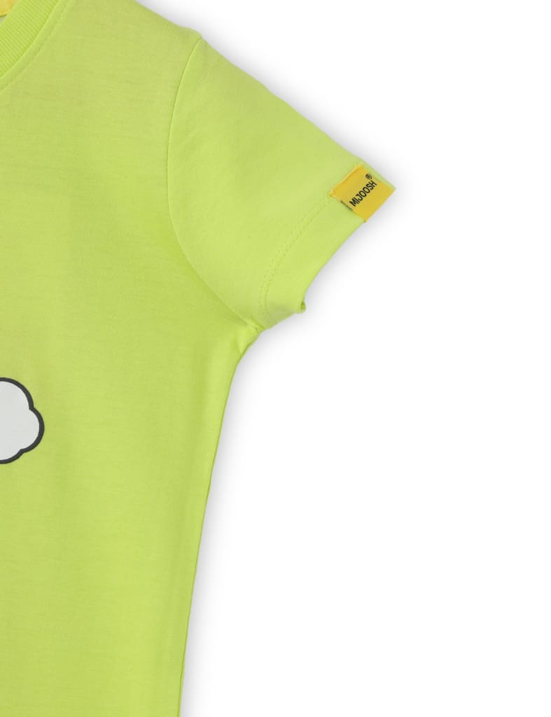 Elegant Kids Girls T shirt Cotton Acid Lime Green Happy Baby Elephant 2025 at ShopCircuit | ONDC