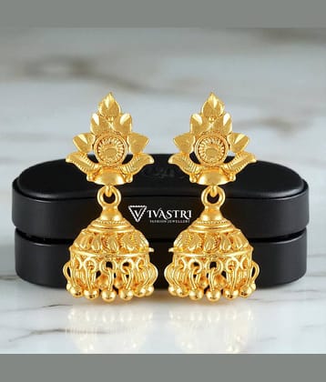 VIVASTRI Golden Jhumki Earrings ( Pack of 1 )