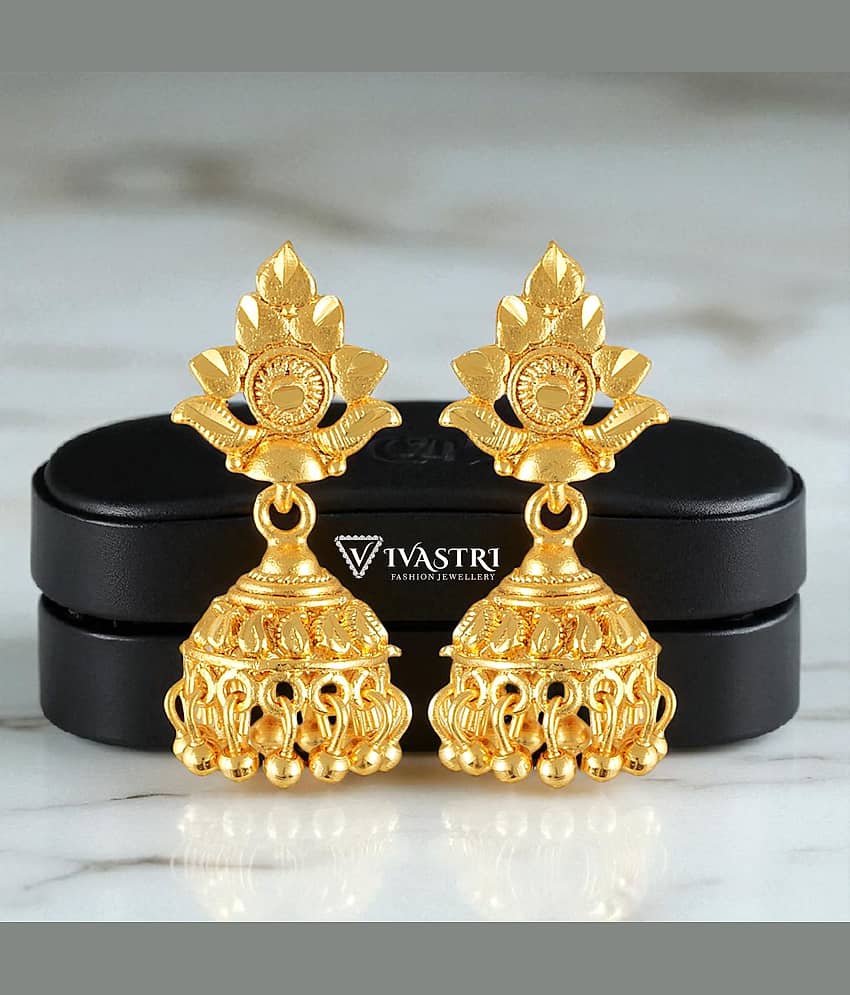 VIVASTRI Golden Jhumki Earrings ( Pack of 1 )