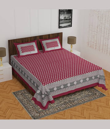 ABHACLOTHO Cotton 1 Double Bedsheet with 2 Pillow Covers ( Multicolor )
