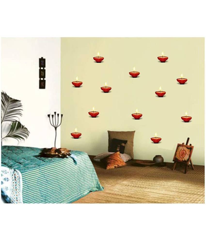 Print Mantras Set of 12 Beautiful Diyas For Diwali Festive Sticker ( 100 x 100 cms )