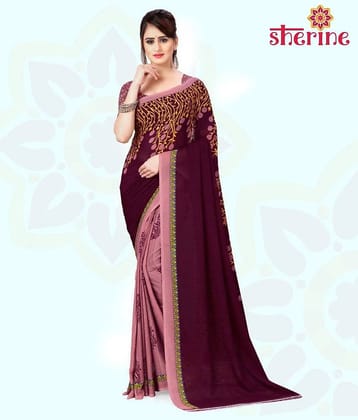 ANAND SAREES Georgette Saree With Unstitched Blouse Piece ( Pink )